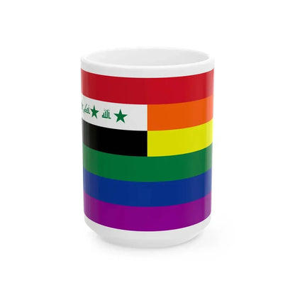 Iraq Rainbow Flag 2004-2008 (Iraq) White Coffee Mug 15oz - Go Mug Yourself