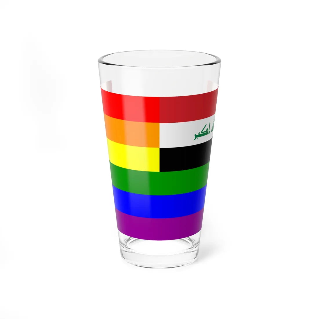 Iraq Rainbow Flag reverse (Iraq) Pint Glass 16oz 16oz - Go Mug Yourself