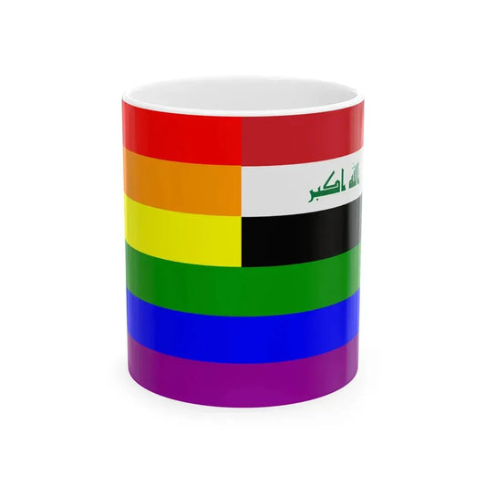 Iraq Rainbow Flag reverse (Iraq) White Coffee Mug 11oz - Go Mug Yourself