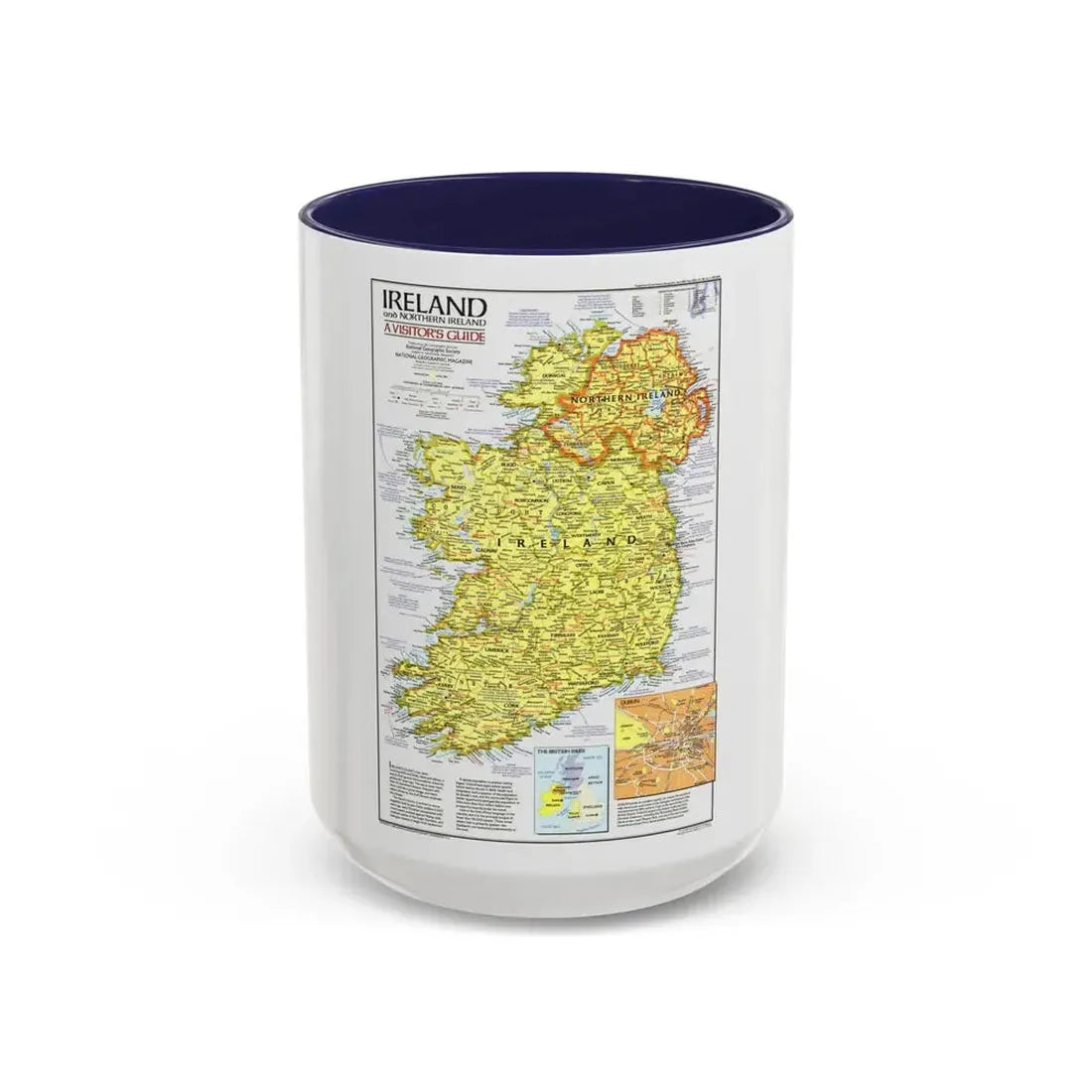 Ireland - A Visitor's Guide (1981) (Map) Accent Coffee Mug 15oz Navy - Go Mug Yourself