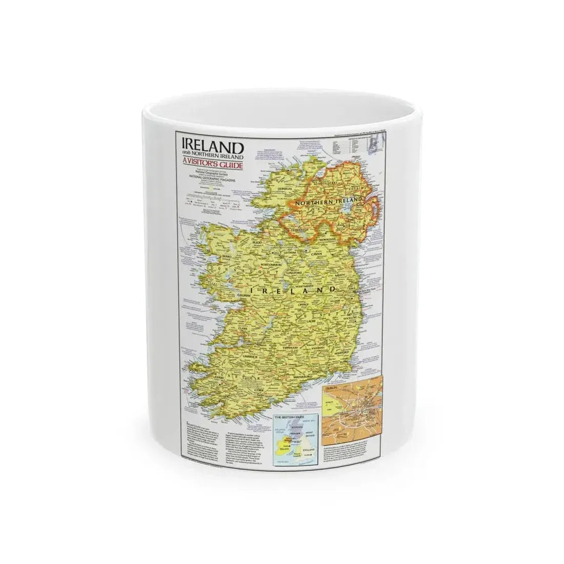 Ireland - A Visitor's Guide (1981) (Map) White Coffee Mug 11oz - Go Mug Yourself