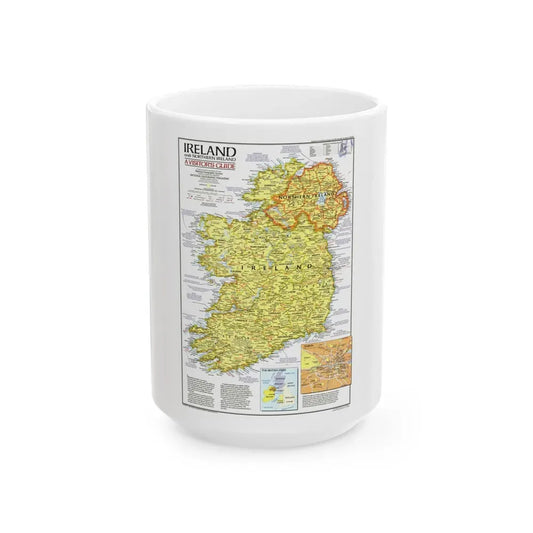 Ireland - A Visitor's Guide (1981) (Map) White Coffee Mug 15oz - Go Mug Yourself