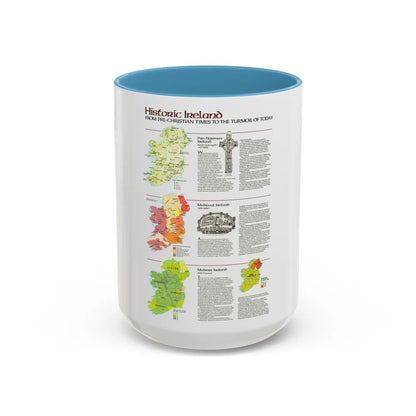 Ireland - Historic Pre-Christian to the Modern Day (1981) (Map) Accent Coffee Mug 15oz Light Blue - Go Mug Yourself