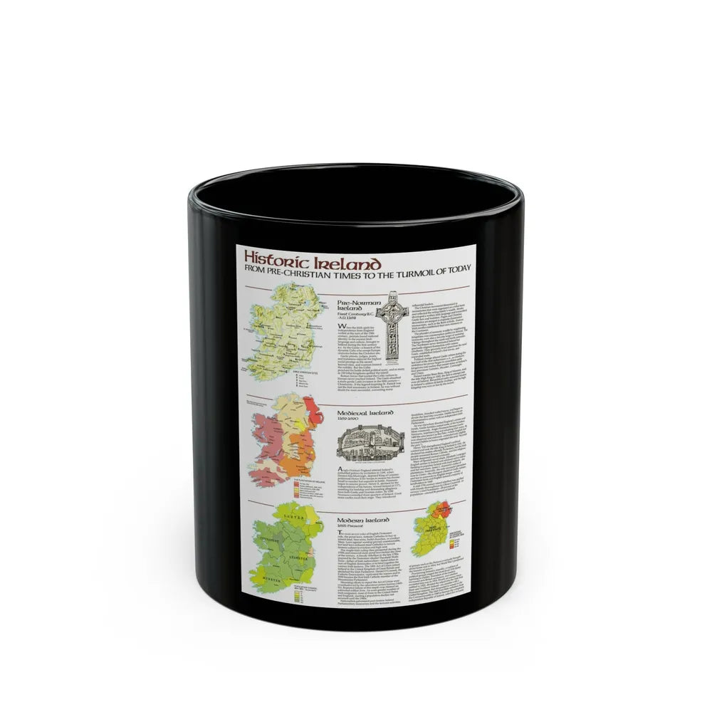 Ireland - Historic Pre-Christian to the Modern Day (1981) (Map) Black Coffee Mug-11oz-Go Mug Yourself