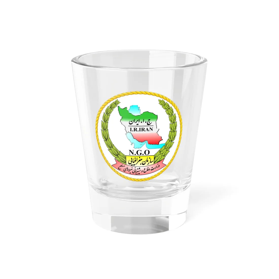 IRI-NGO (Iran) (Coat of Arms) Shot Glass 1.5oz 1.5oz - Go Mug Yourself