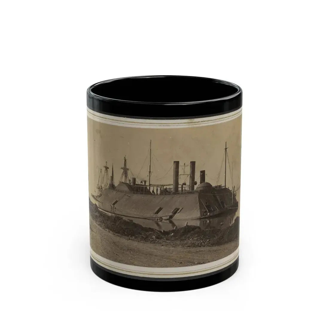 Ironclad Uss Essex At Baton Rouge, Louisiana (U.S. Civil War) Black Coffee Mug 11oz - Go Mug Yourself