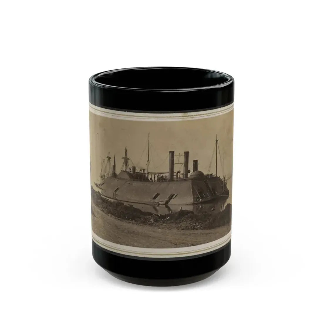 Ironclad Uss Essex At Baton Rouge, Louisiana (U.S. Civil War) Black Coffee Mug 15oz - Go Mug Yourself