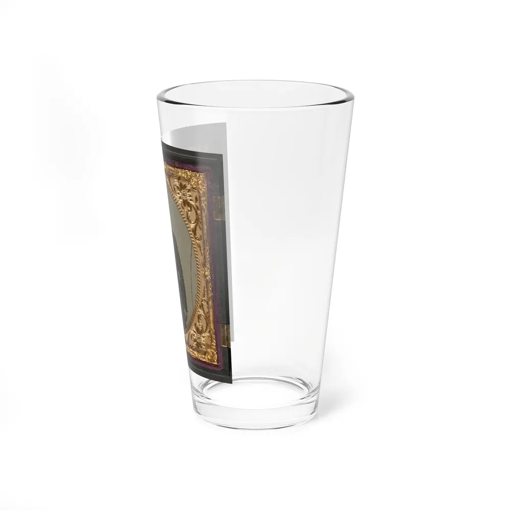 Isaac Yost Of Company C, 118th Regiment Illinois Infantry, Standing In Uniform With Bayoneted Musket And Revolver (U.S. Civil War) Pint Glass 16oz-Go Mug Yourself