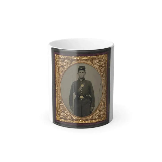 Isaac Yost of Company C, 118Th Regiment Illinois Infantry, Standing in Uniform With Bayoneted Musket and Revolver (U.S. Civil War) Color Changing Coffee Mug 11oz Default Title 11oz - Go Mug Yourself