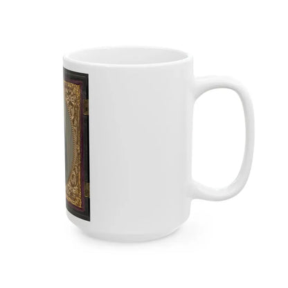 Isaac Yost Of Company C, 118th Regiment Illinois Infantry, Standing In Uniform With Bayoneted Musket And Revolver (U.S. Civil War) White Coffee Mug - Go Mug Yourself