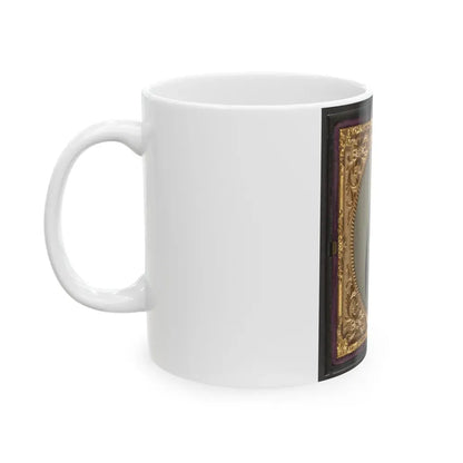 Isaac Yost Of Company C, 118th Regiment Illinois Infantry, Standing In Uniform With Bayoneted Musket And Revolver (U.S. Civil War) White Coffee Mug - Go Mug Yourself