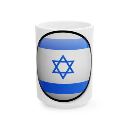Israel Flag Round (Israel) White Coffee Mug 15oz - Go Mug Yourself