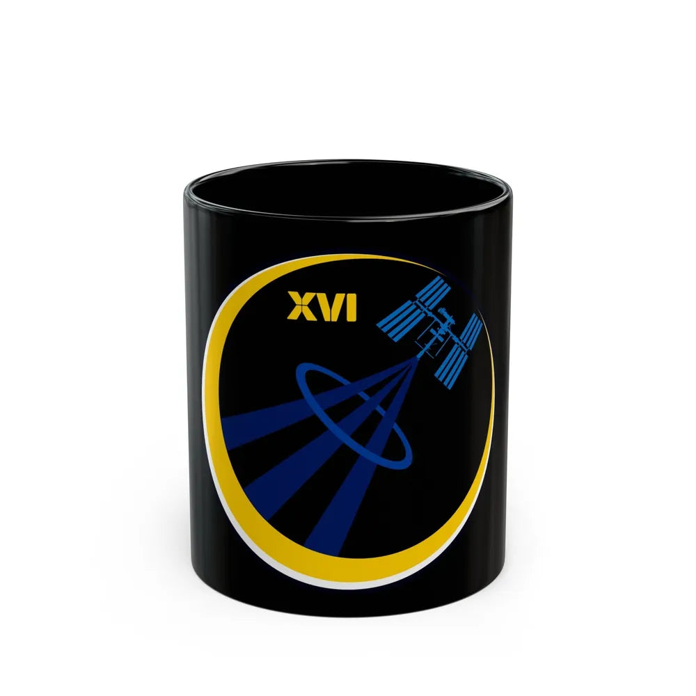 ISS Expedition 16 (NASA) Black Coffee Mug-11oz-Go Mug Yourself