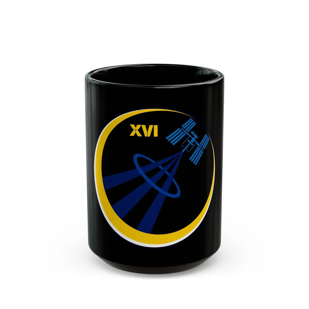 ISS Expedition 16 (NASA) Black Coffee Mug-15oz-Go Mug Yourself