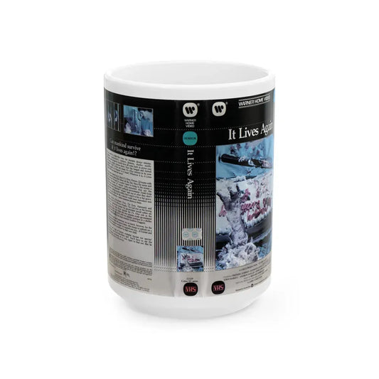 IT LIVES AGAIN CLAMSHELL (VHS COVER) - White Coffee Mug 15oz - Go Mug Yourself