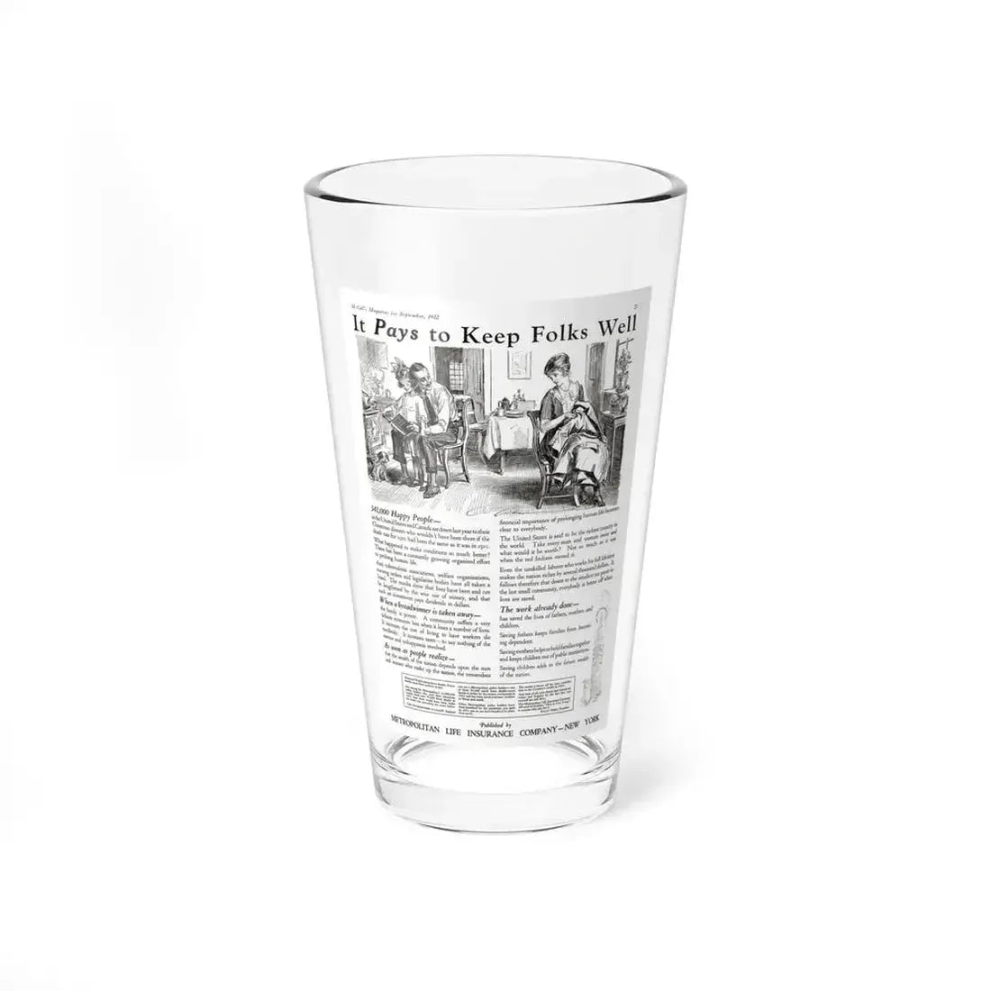 It Pays to Keep Folks Well, McCall's Magazine, September 1922 - Pint Glass 16oz 16oz - Go Mug Yourself