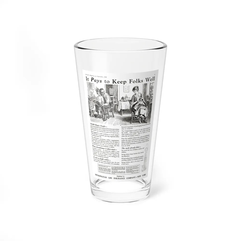 It Pays to Keep Folks Well, McCall's Magazine, September 1922 - Pint Glass 16oz-16oz-Go Mug Yourself