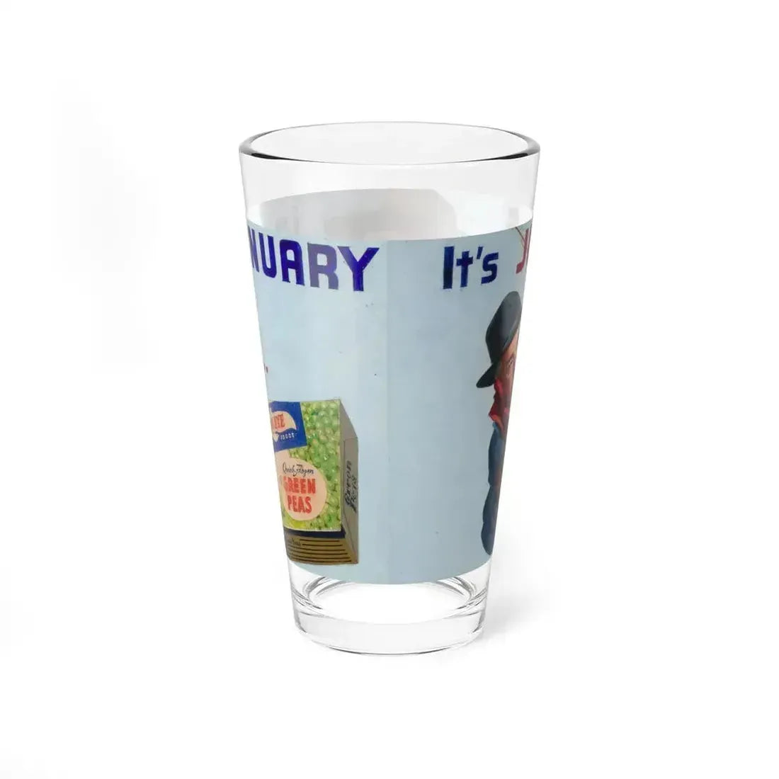 It's June in January, Bird's Eye Vegetables ad illustration - Pint Glass 16oz - Go Mug Yourself