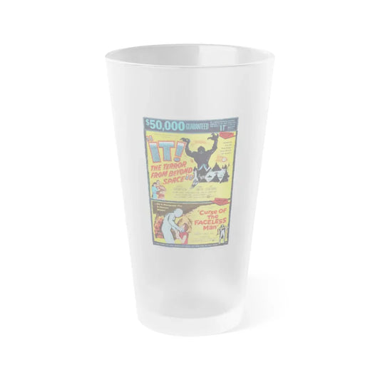 IT! THE TERROR FROM BEYOND SPACE + CURSE OF THE FACELESS MAN 1958 Movie Poster - Frosted Pint Glass 16oz 16oz Frosted - Go Mug Yourself