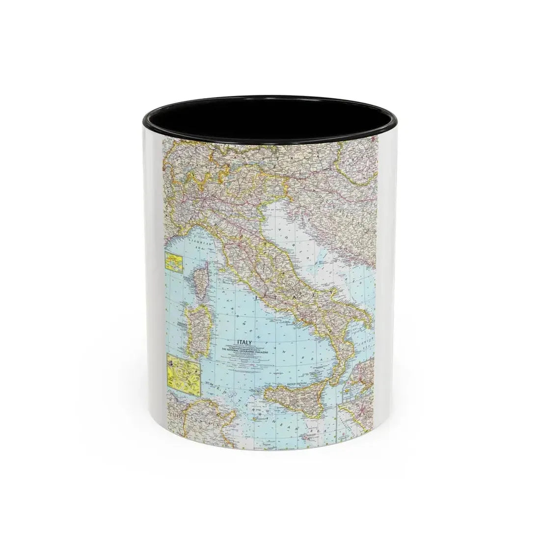 Italy (1961) (Map) Accent Coffee Mug 11oz Black - Go Mug Yourself