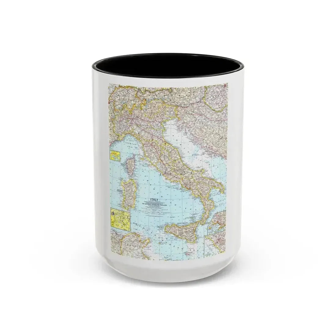 Italy (1961) (Map) Accent Coffee Mug 15oz Black - Go Mug Yourself