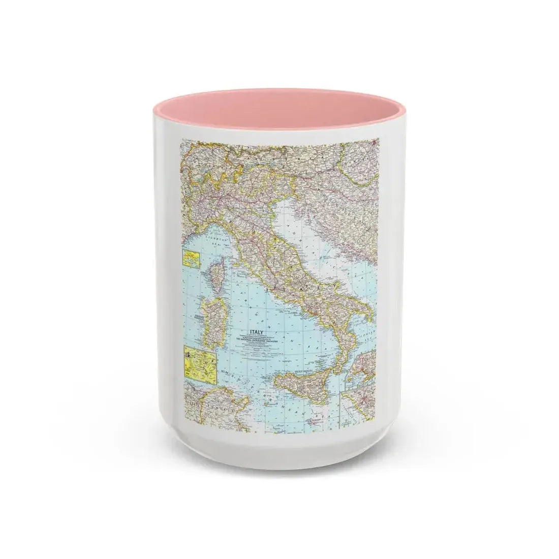 Italy (1961) (Map) Accent Coffee Mug 15oz Pink - Go Mug Yourself