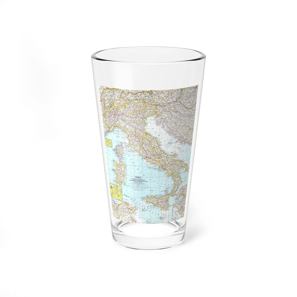 Italy (1961) (Map) Pint Glass 16oz-16oz-Go Mug Yourself