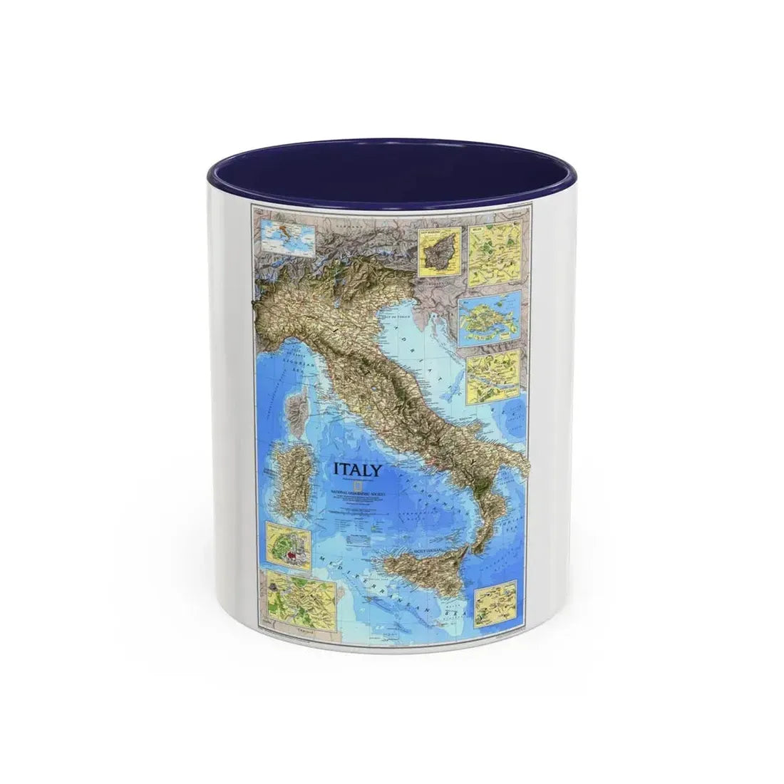Italy (1995) (Map) Accent Coffee Mug 11oz Navy - Go Mug Yourself