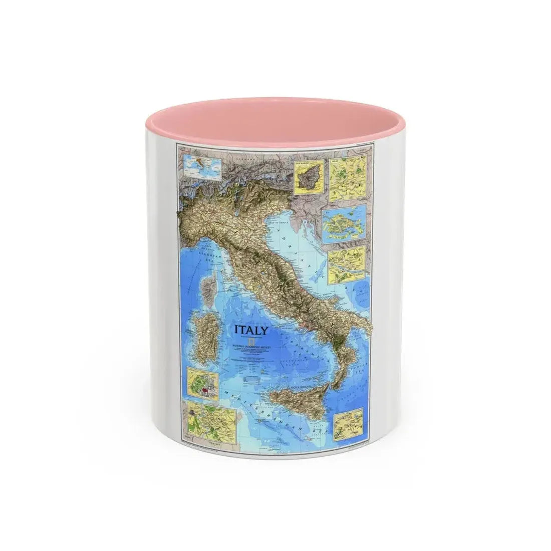 Italy (1995) (Map) Accent Coffee Mug 11oz Pink - Go Mug Yourself