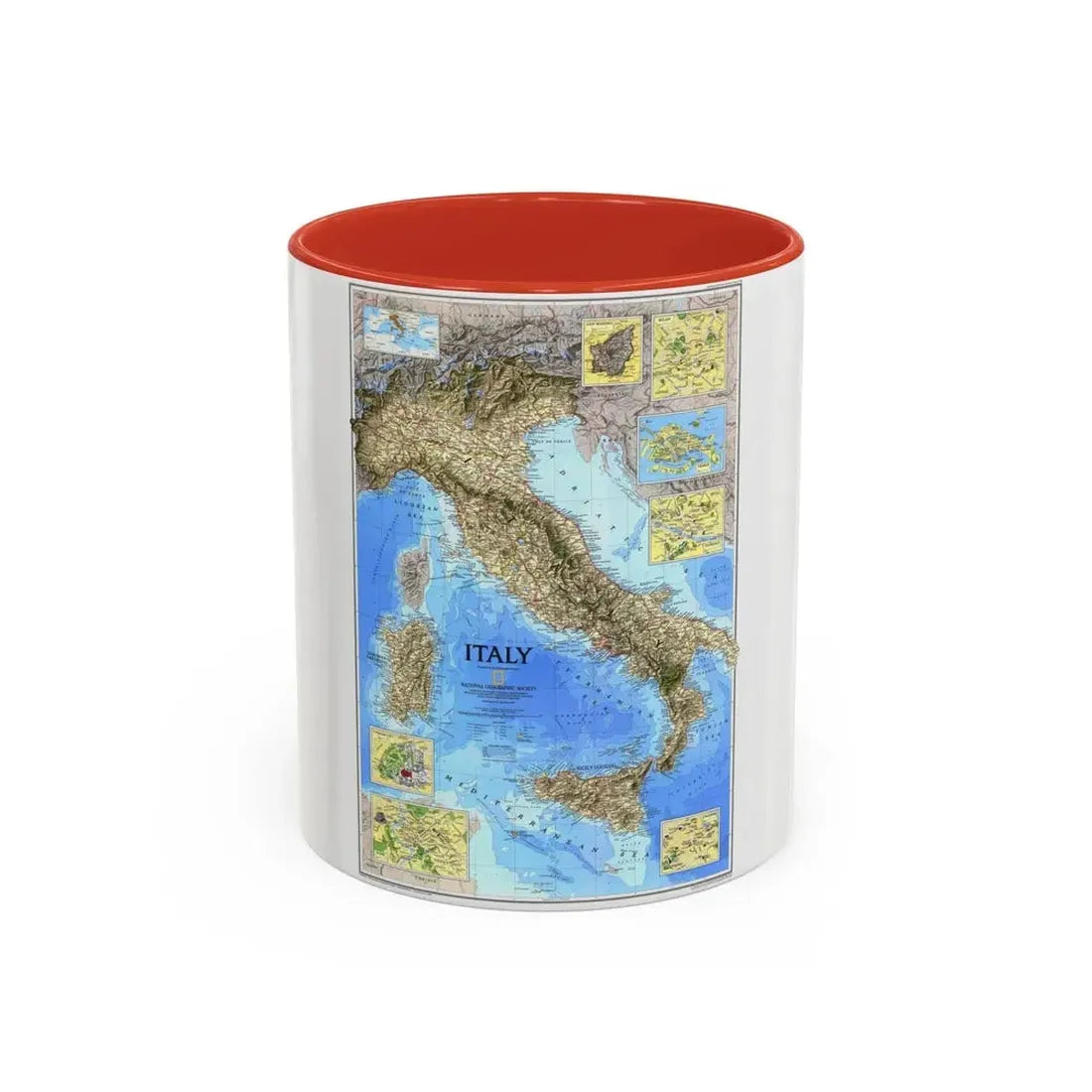 Italy (1995) (Map) Accent Coffee Mug 11oz Red - Go Mug Yourself