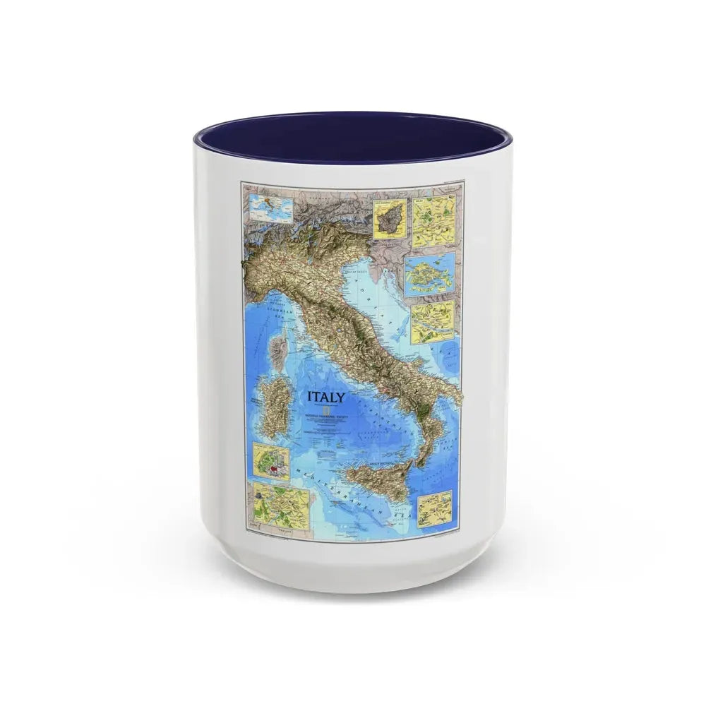 Italy (1995) (Map) Accent Coffee Mug 15oz Navy - Go Mug Yourself
