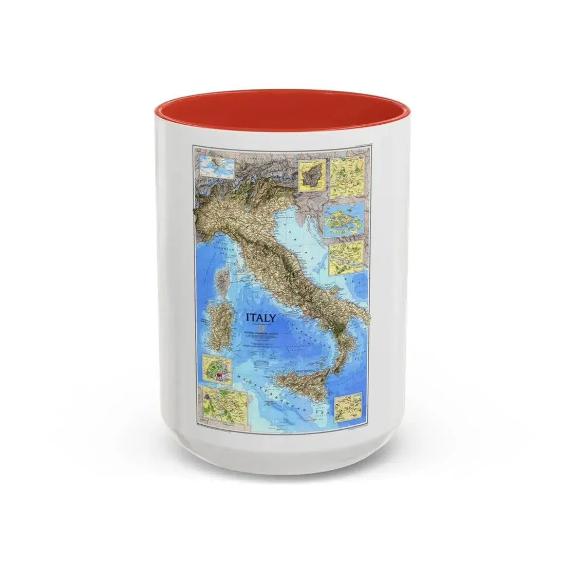 Italy (1995) (Map) Accent Coffee Mug 15oz Red - Go Mug Yourself