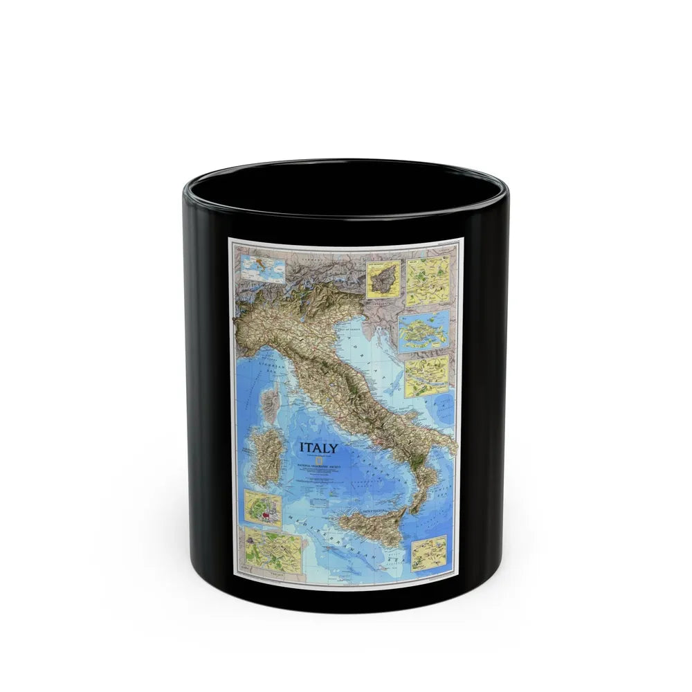 Italy (1995) (Map) Black Coffee Mug-11oz-Go Mug Yourself