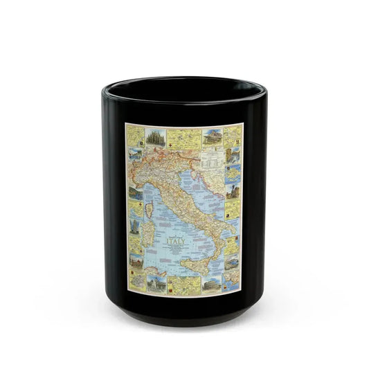 Italy - A Traveller's Map 1 (1970) (Map) Black Coffee Mug 15oz - Go Mug Yourself