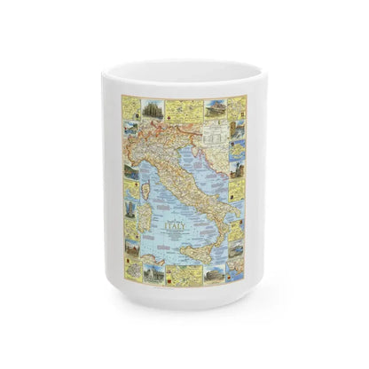 Italy - A Traveller's Map 1 (1970) (Map) White Coffee Mug 15oz - Go Mug Yourself
