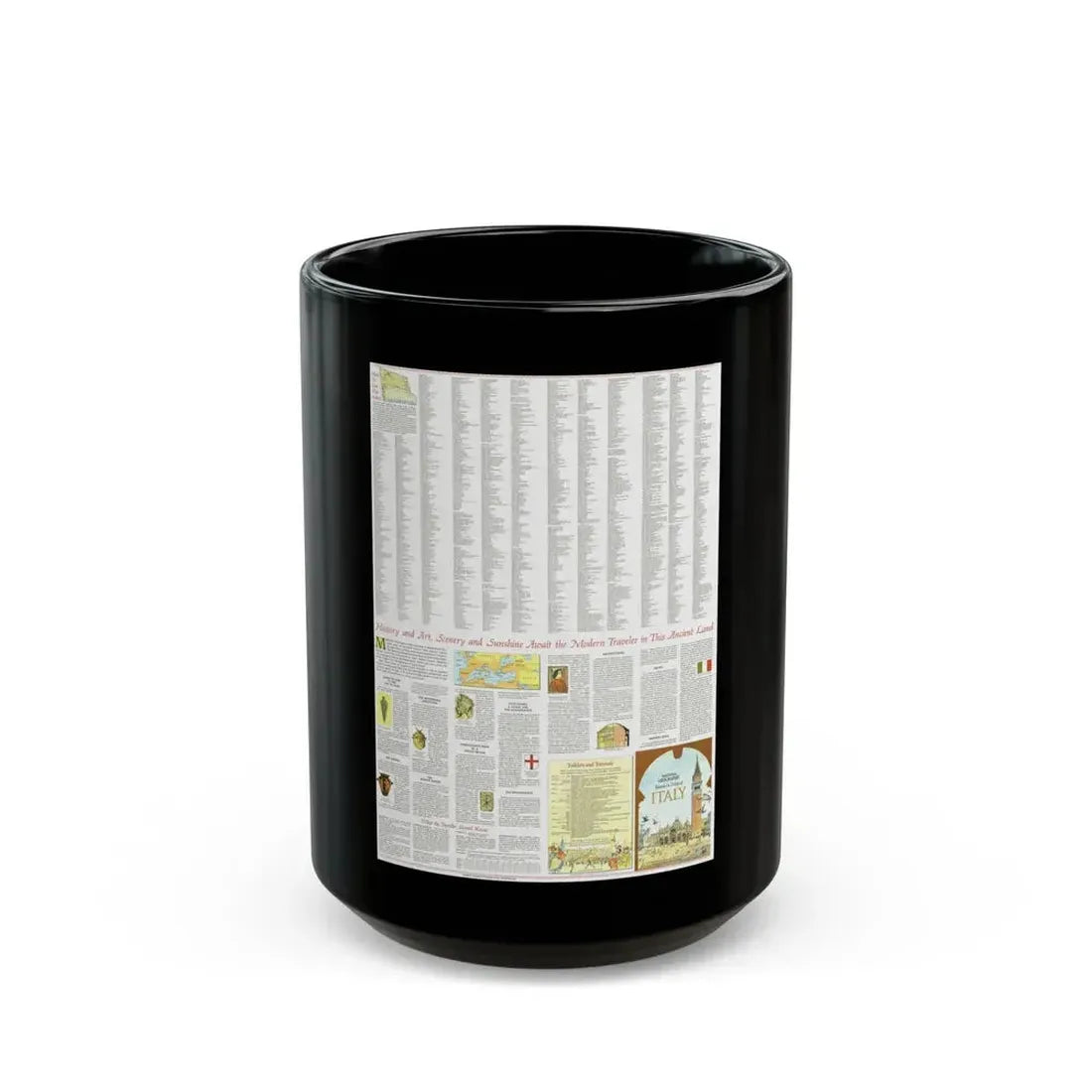 Italy - A Traveller's Map 2 (1970) (Map) Black Coffee Mug 15oz - Go Mug Yourself