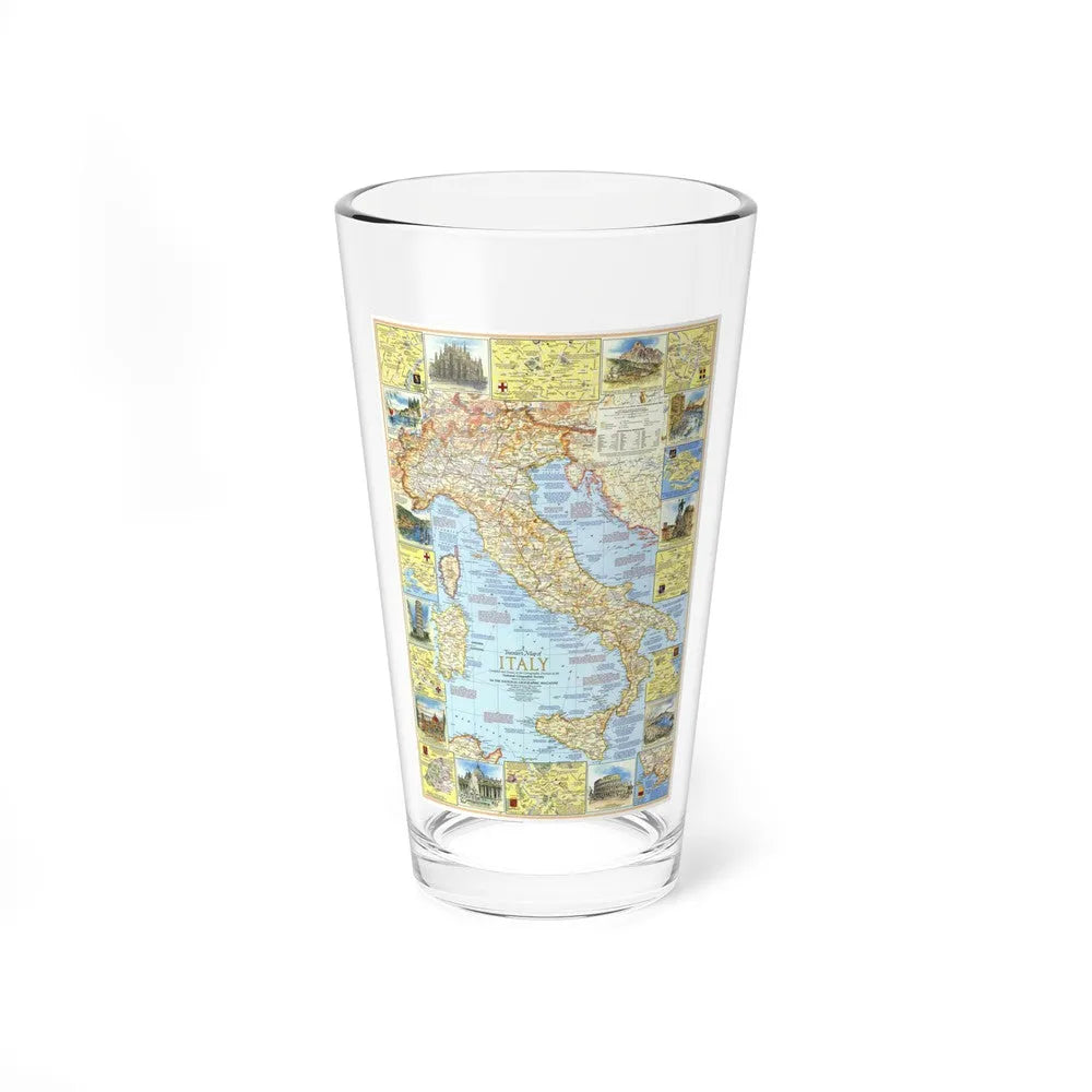 Italy - A Traveller's Map 1 (1970) (Map) Pint Glass 16oz-16oz-Go Mug Yourself