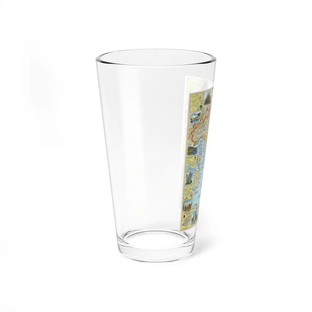 Italy - A Traveller's Map 1 (1970) (Map) Pint Glass 16oz-Go Mug Yourself