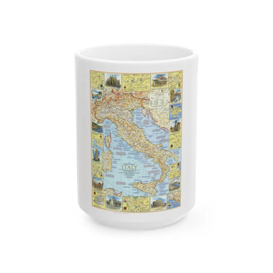 Italy - A Traveller's Map 1 (1970) (Map) White Coffee Mug-15oz-Go Mug Yourself