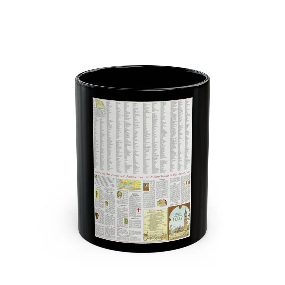 Italy - A Traveller's Map 2 (1970) (Map) Black Coffee Mug-11oz-Go Mug Yourself