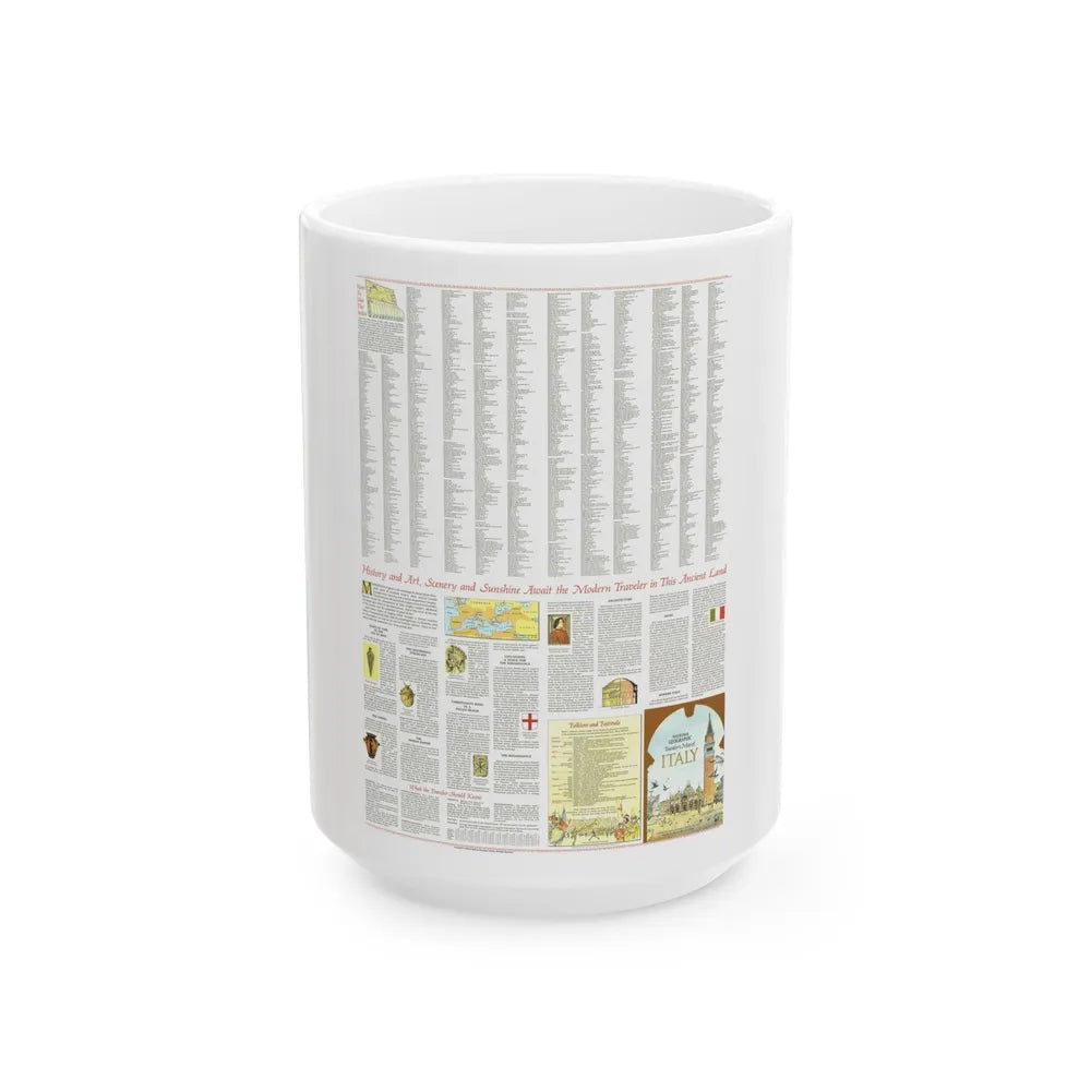 Italy - A Traveller's Map 2 (1970) (Map) White Coffee Mug-15oz-Go Mug Yourself