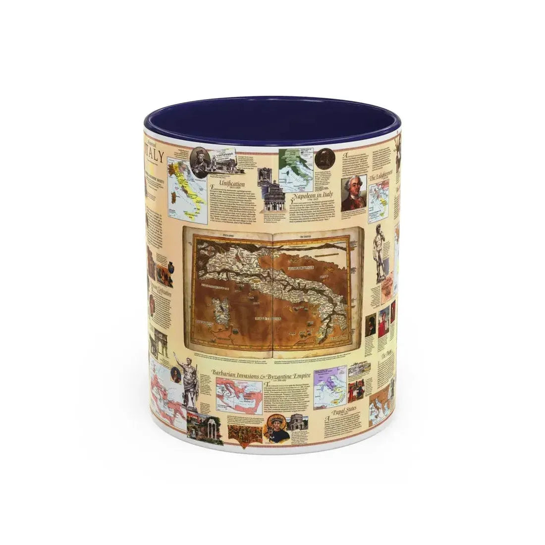 Italy - Historical (1995) (Map) Accent Coffee Mug 11oz Navy - Go Mug Yourself