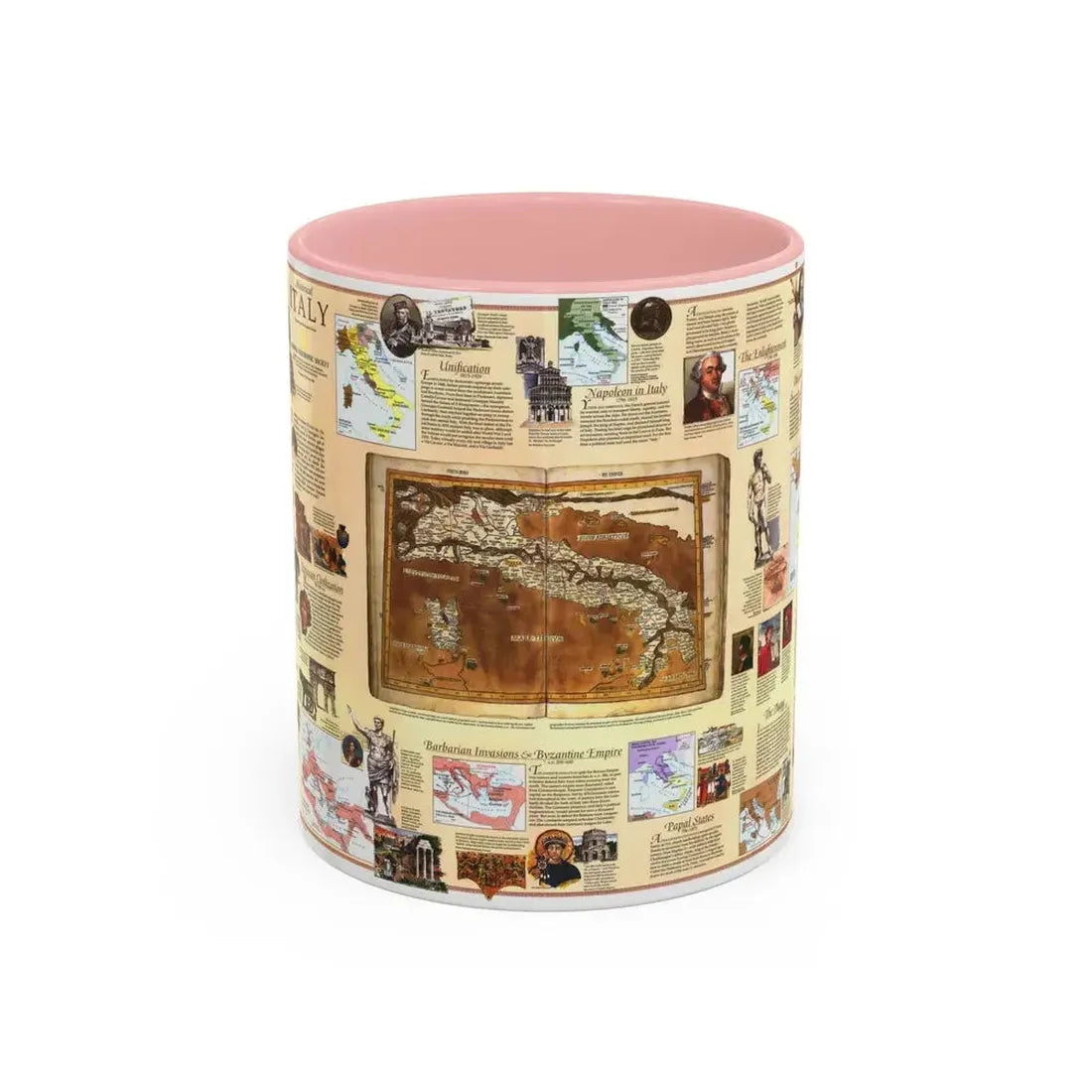Italy - Historical (1995) (Map) Accent Coffee Mug 11oz Pink - Go Mug Yourself