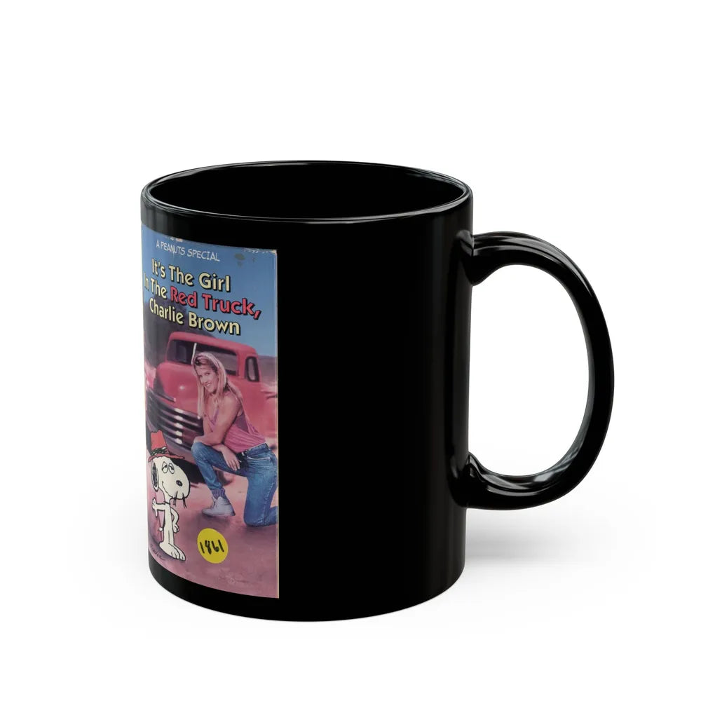 ITS THE GIRL IN THE RED TRUCK CHARLIE BROWN (VHS COVER) - Black Coffee Mug-Go Mug Yourself