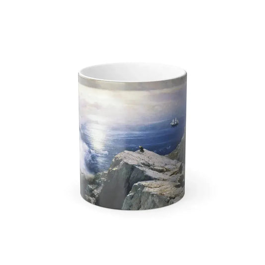 Ivan Constantinovich Aivazovsky (1817-1900) A Rocky Coastal Landscape in the Aegean with Ships in the Di-0 - Color Changing Mug 11oz 11oz - Go Mug Yourself