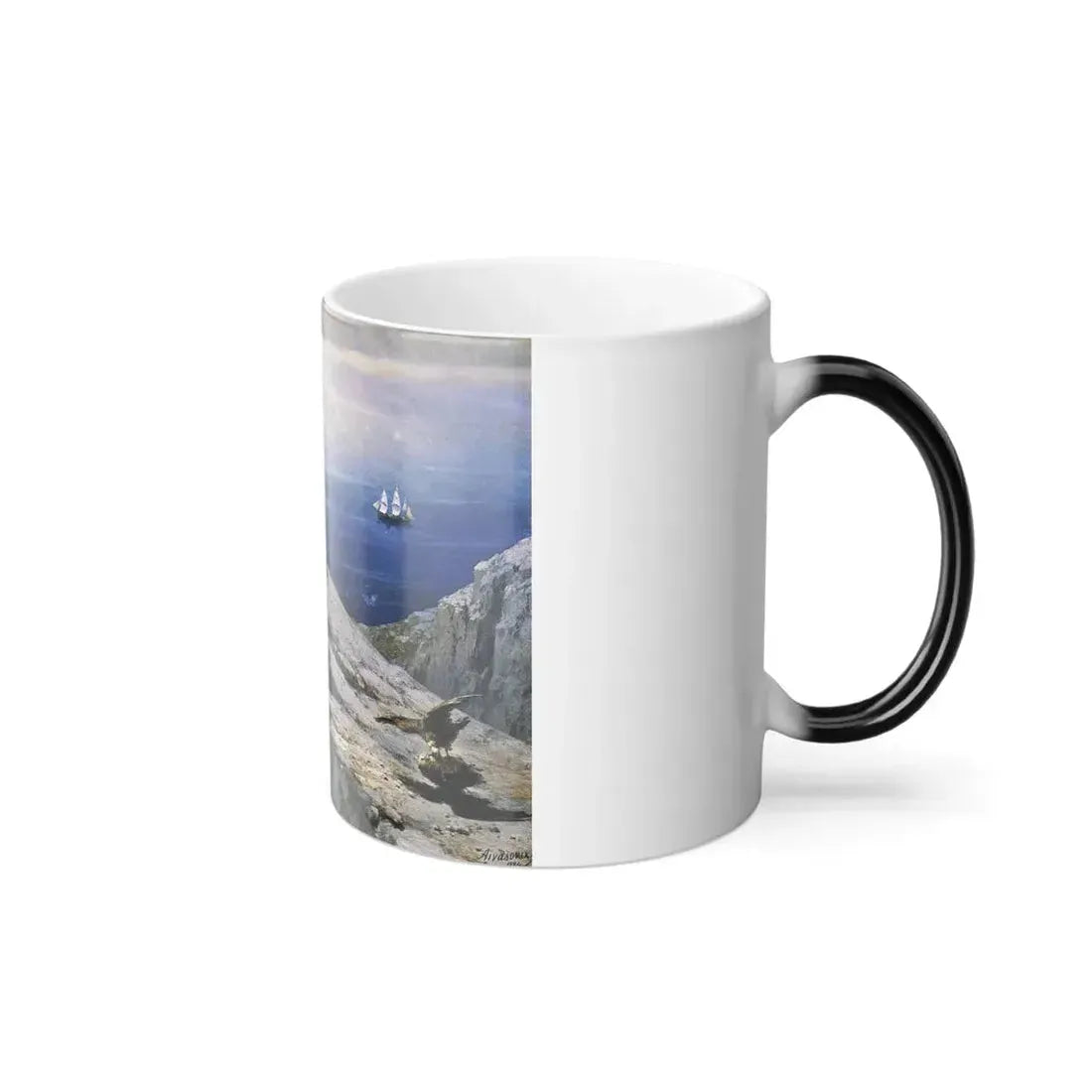 Ivan Constantinovich Aivazovsky (1817-1900) A Rocky Coastal Landscape in the Aegean with Ships in the Di-0 - Color Changing Mug 11oz - Go Mug Yourself