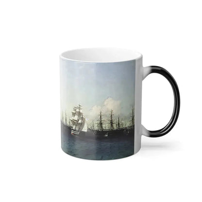 Ivan Constantinovich Aivazovsky (1817-1900) Black Sea Fleet in the Bay of Theodosia, just before the Cri-0 - Color Changing Mug 11oz - Go Mug Yourself