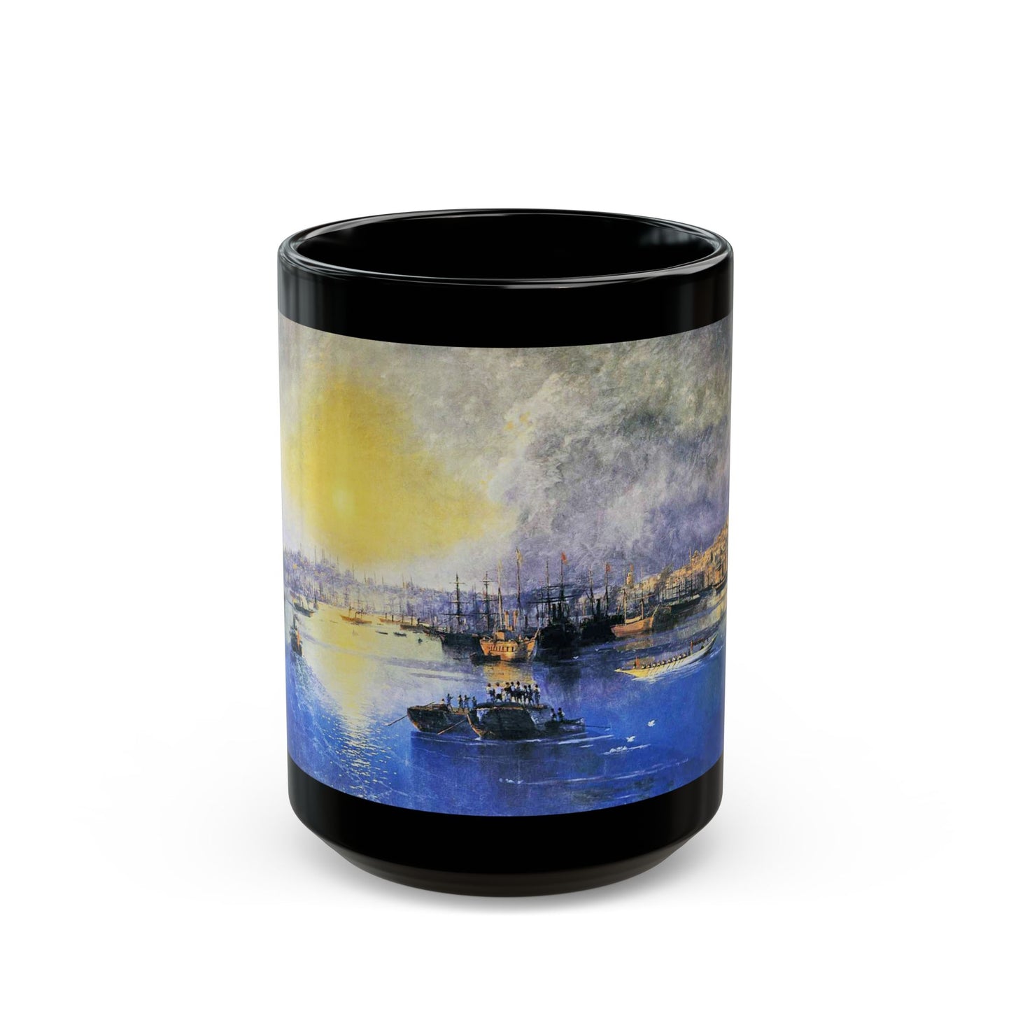 Ivan Constantinovich Aivazovsky (1817-1900) Constantinople Sunset - Black Coffee Mug-15oz-Go Mug Yourself