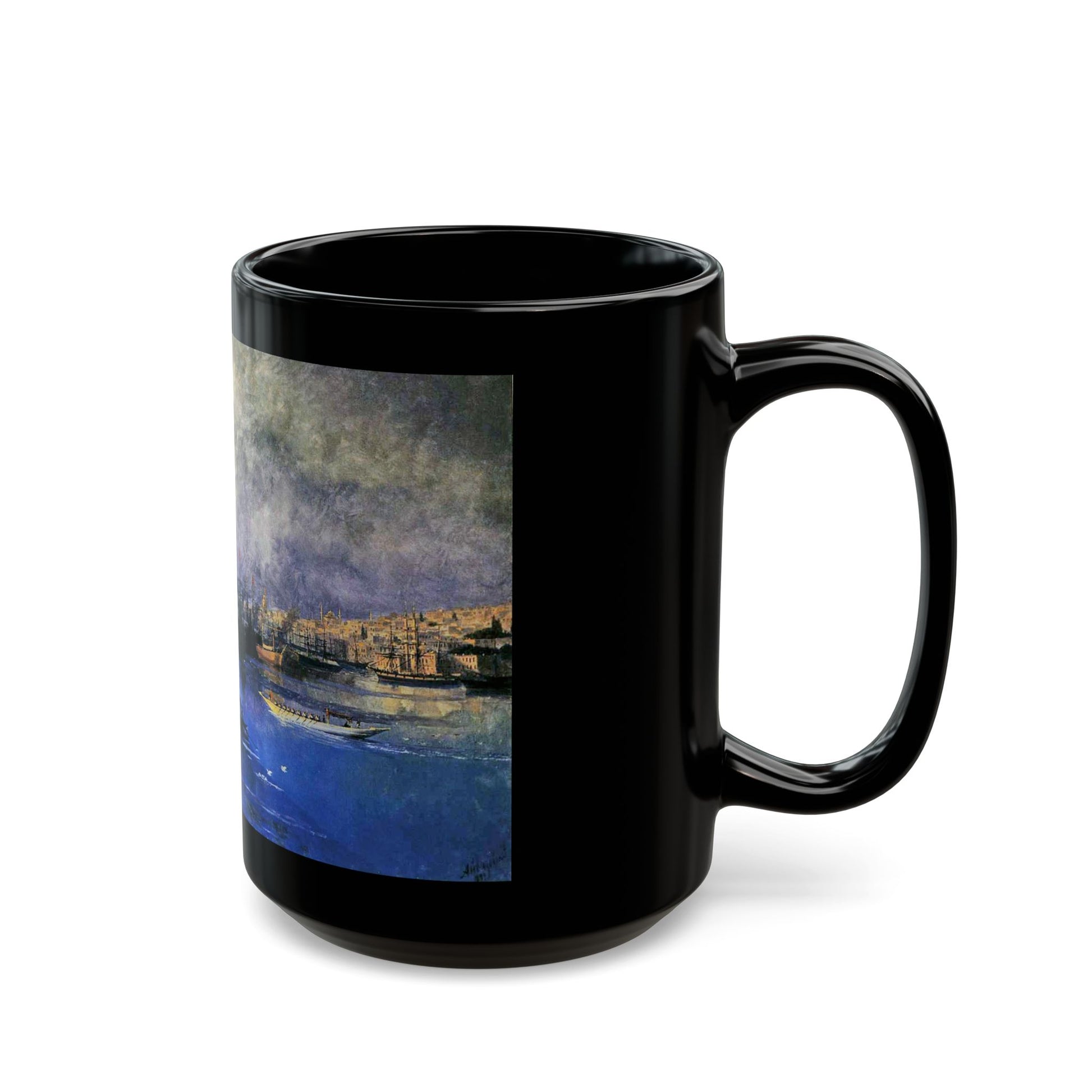 Ivan Constantinovich Aivazovsky (1817-1900) Constantinople Sunset - Black Coffee Mug-Go Mug Yourself