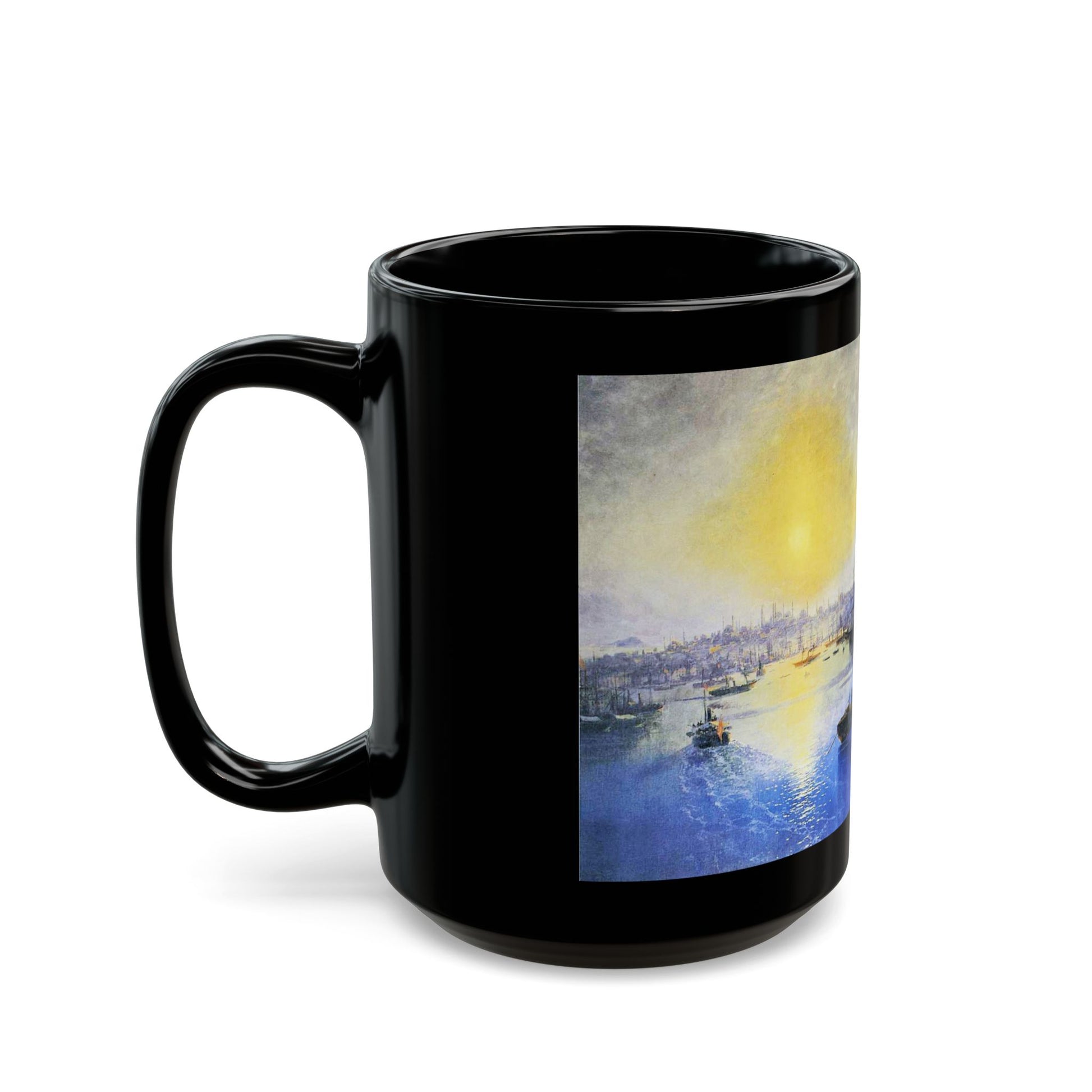 Ivan Constantinovich Aivazovsky (1817-1900) Constantinople Sunset - Black Coffee Mug-Go Mug Yourself